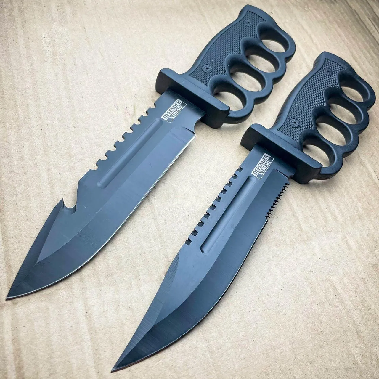 12.5" Survival Combat Trench Military Fixed Blade w/ Firestarter   Sharpener