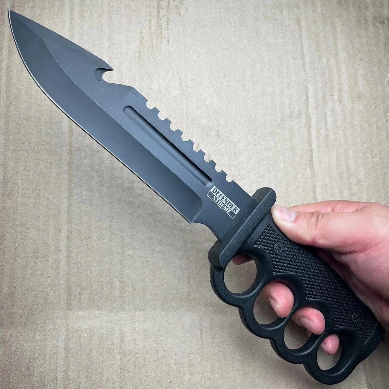 12.5" Survival Combat Trench Military Fixed Blade w/ Firestarter   Sharpener