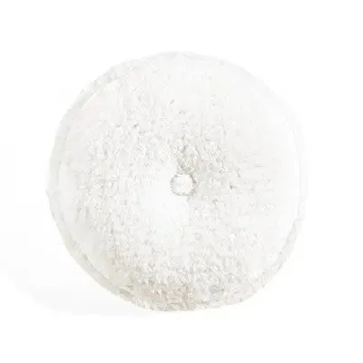 15" Soft Faux Shearling Round Throw Pillow with Button White - Lush Décor