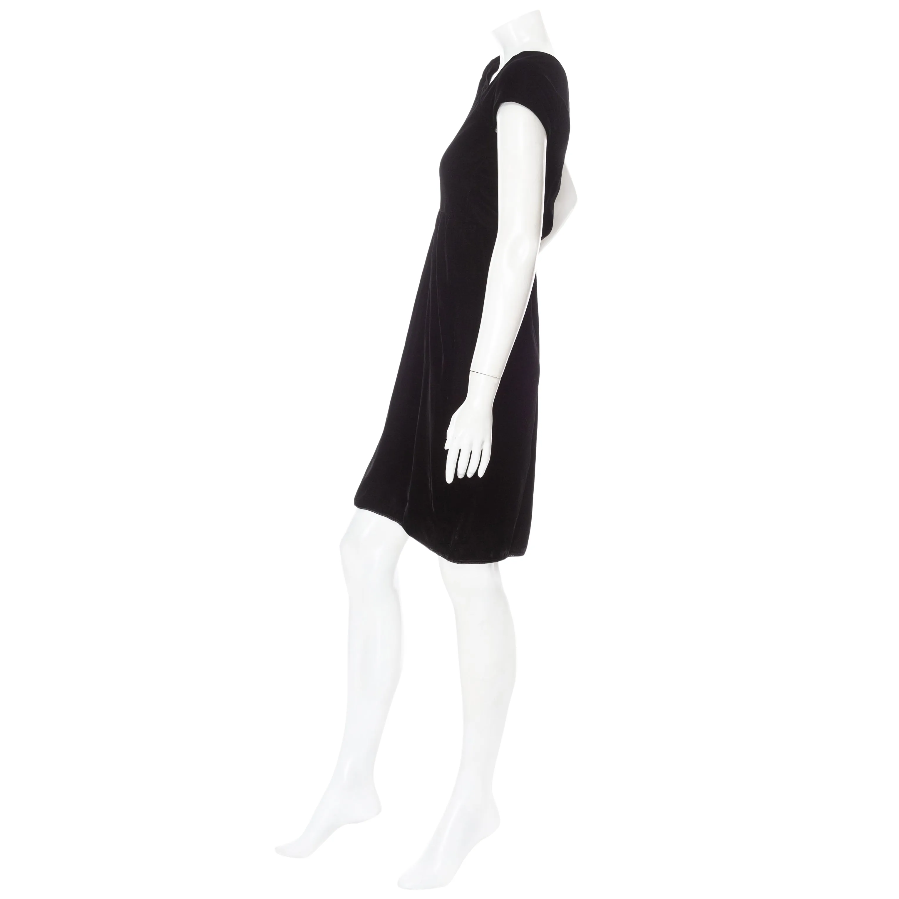 1980s Haute Couture Black Velvet Asymmetrical Dress