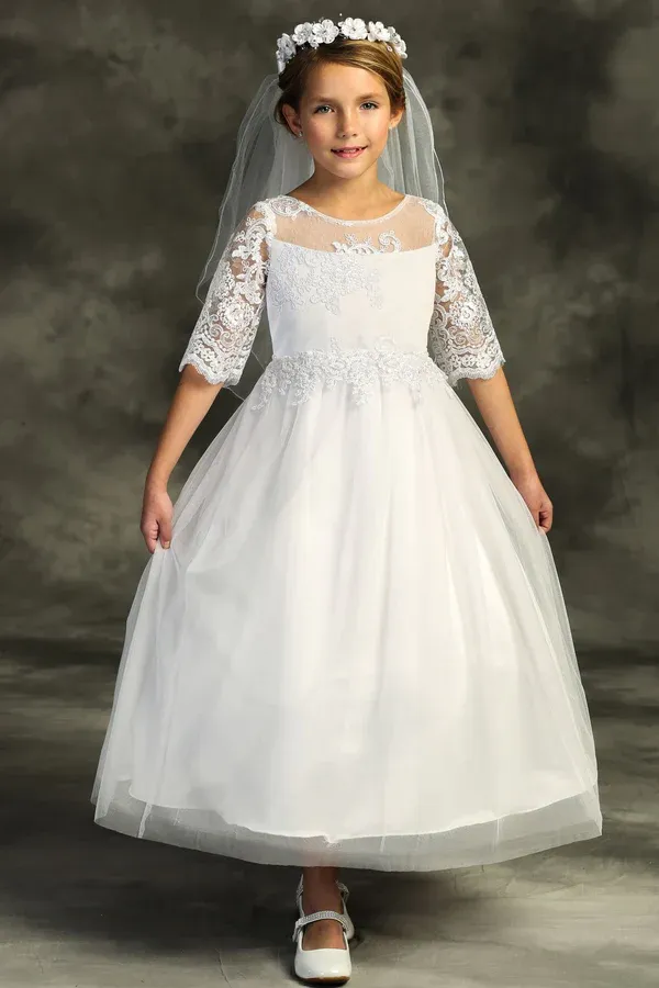 510 Cording Lace Waterfall First Communion or Flower Girl Dress