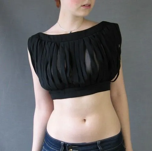 60s Women's Crop Top Vintage Avant Garde Car Wash Midriff Drama Medium VFG