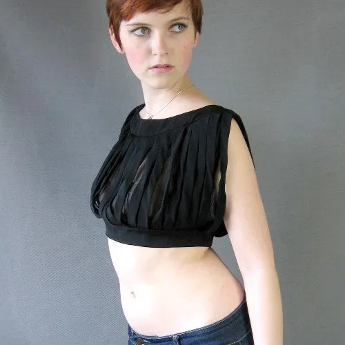 60s Women's Crop Top Vintage Avant Garde Car Wash Midriff Drama Medium VFG