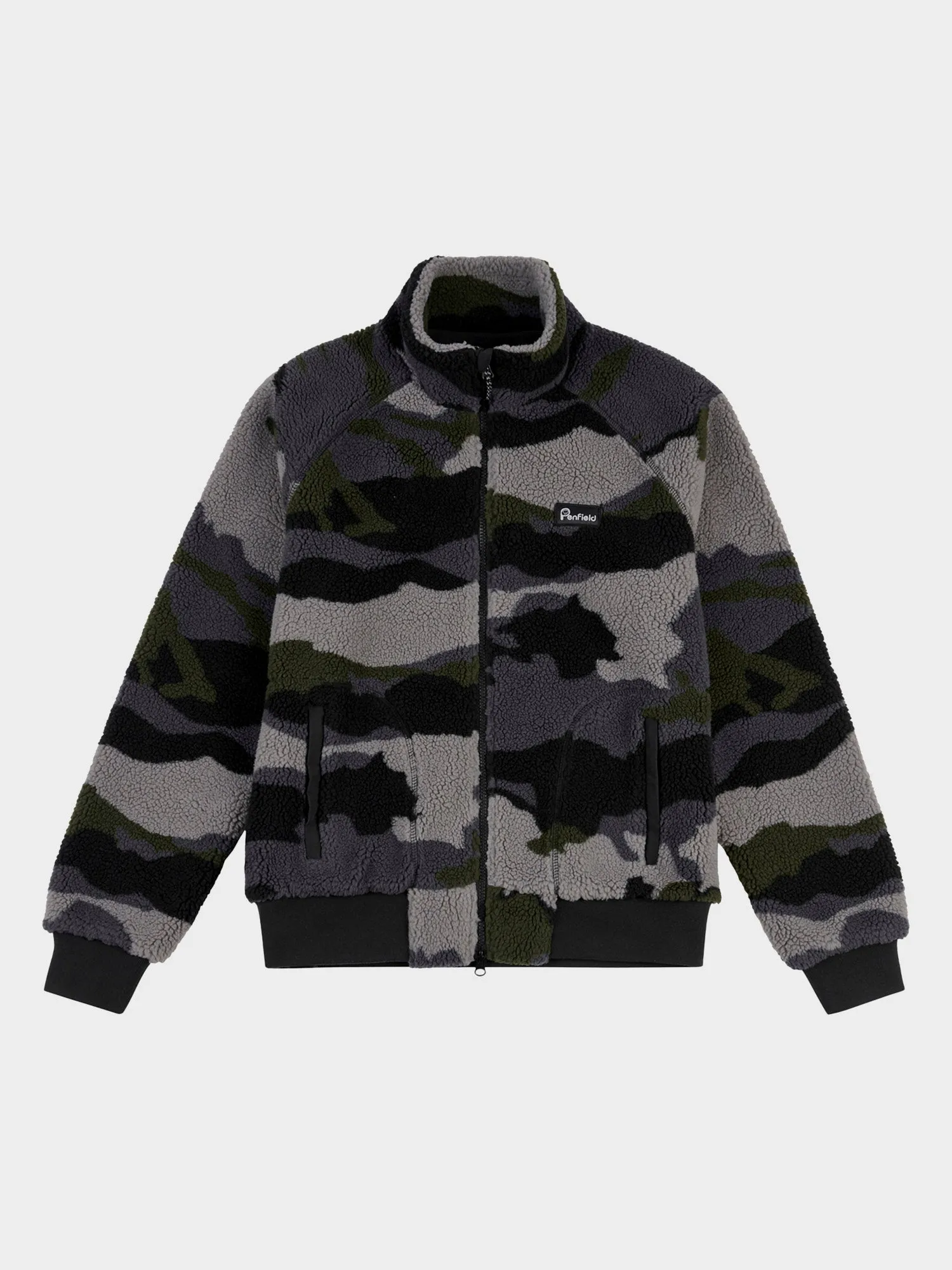 Abstract Mountain Borg Fleece Jacket in Ebony