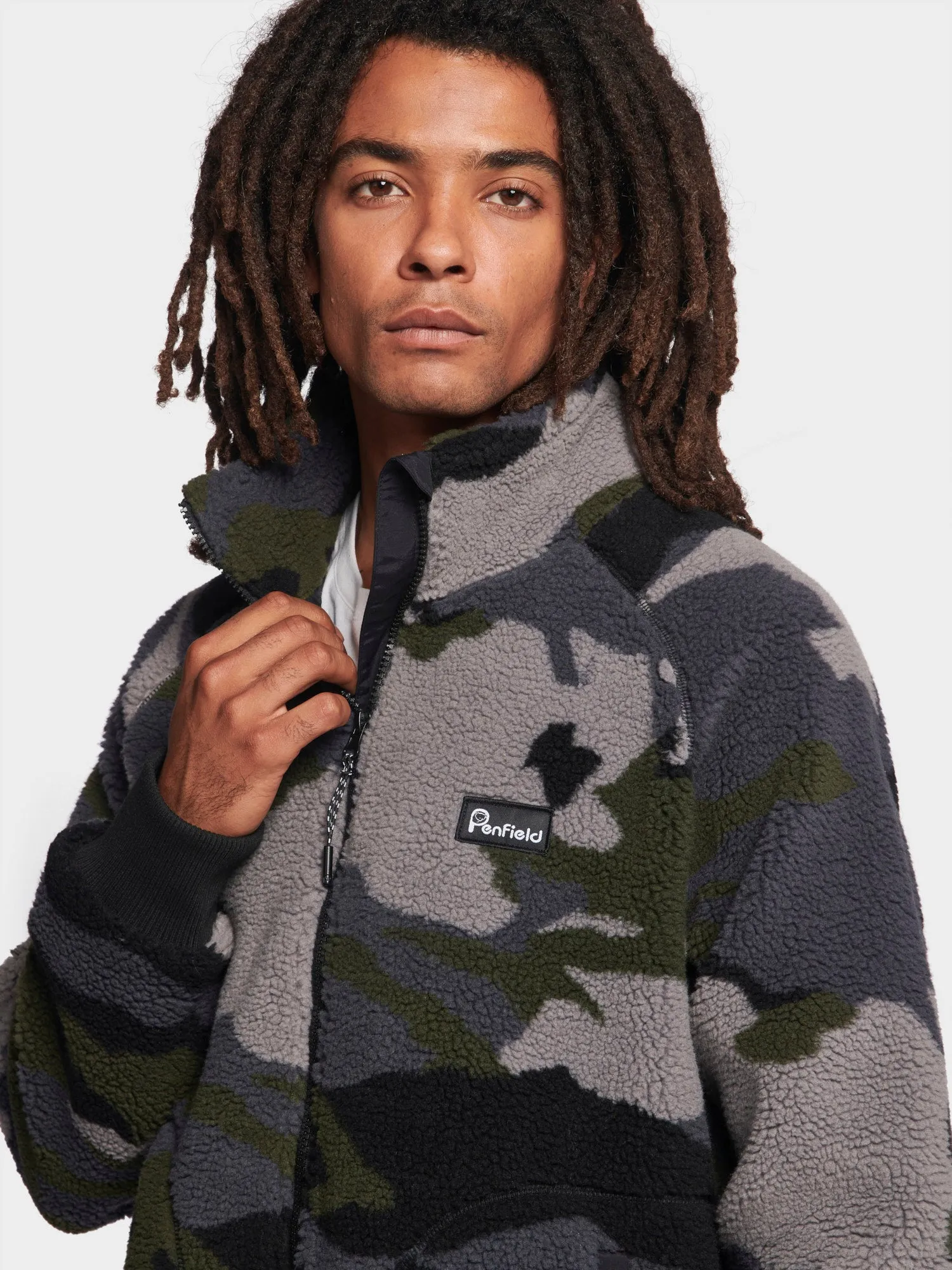 Abstract Mountain Borg Fleece Jacket in Ebony