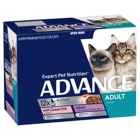 Advance Ocean Fish & Indoor Chicken & Turkey Adult Wet Cat Food Trays 85g x 12