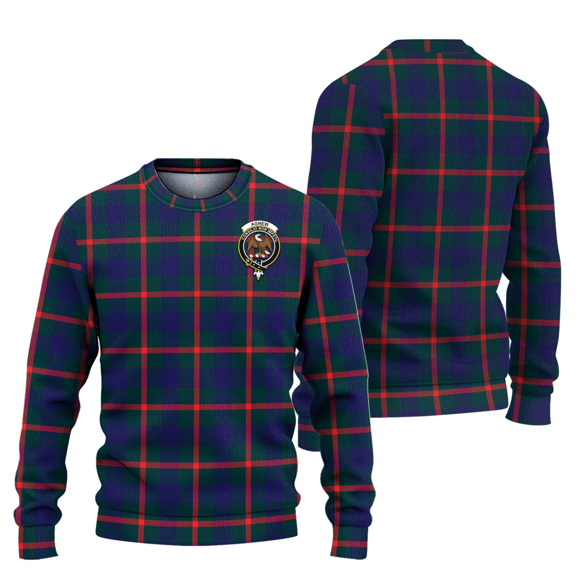 Agnew Tartan Ugly Sweater with Family Crest