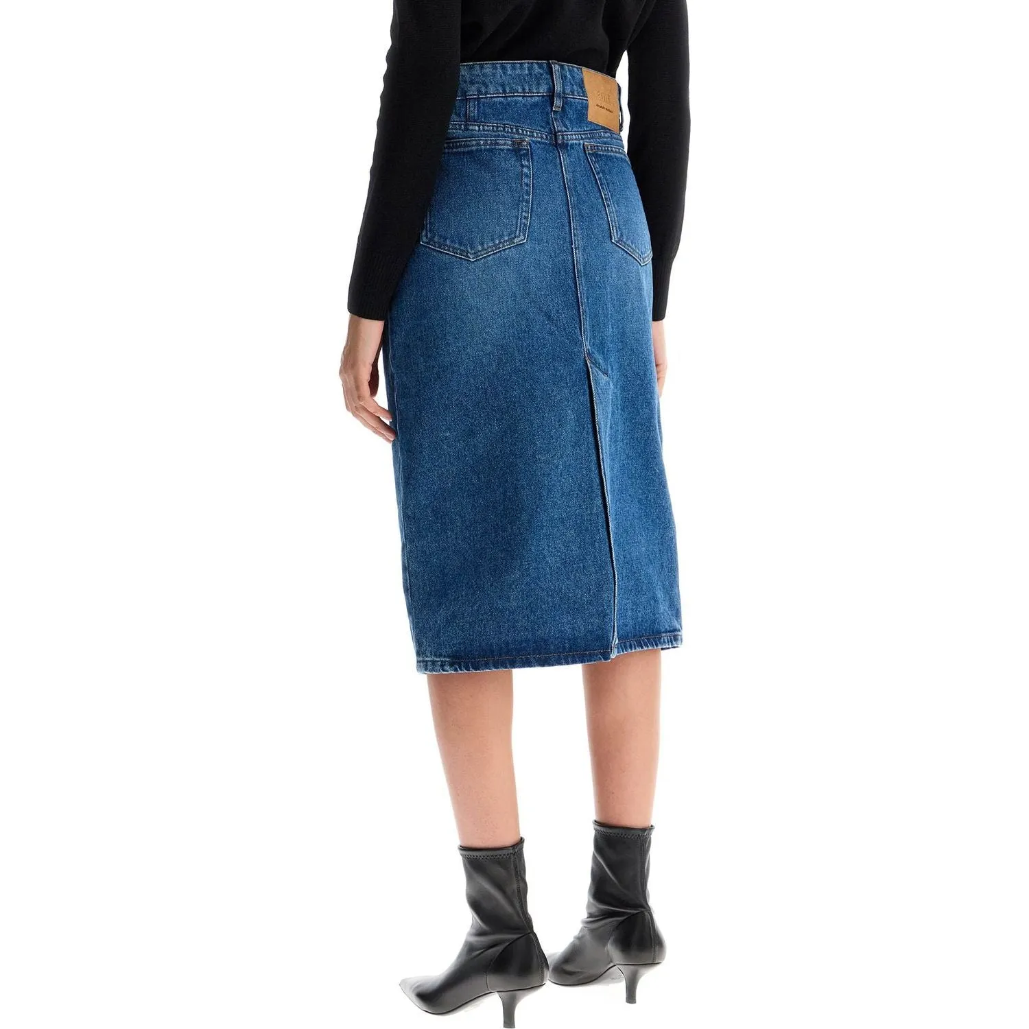 Ami Alexandre Matiussi denim midi skirt in seven