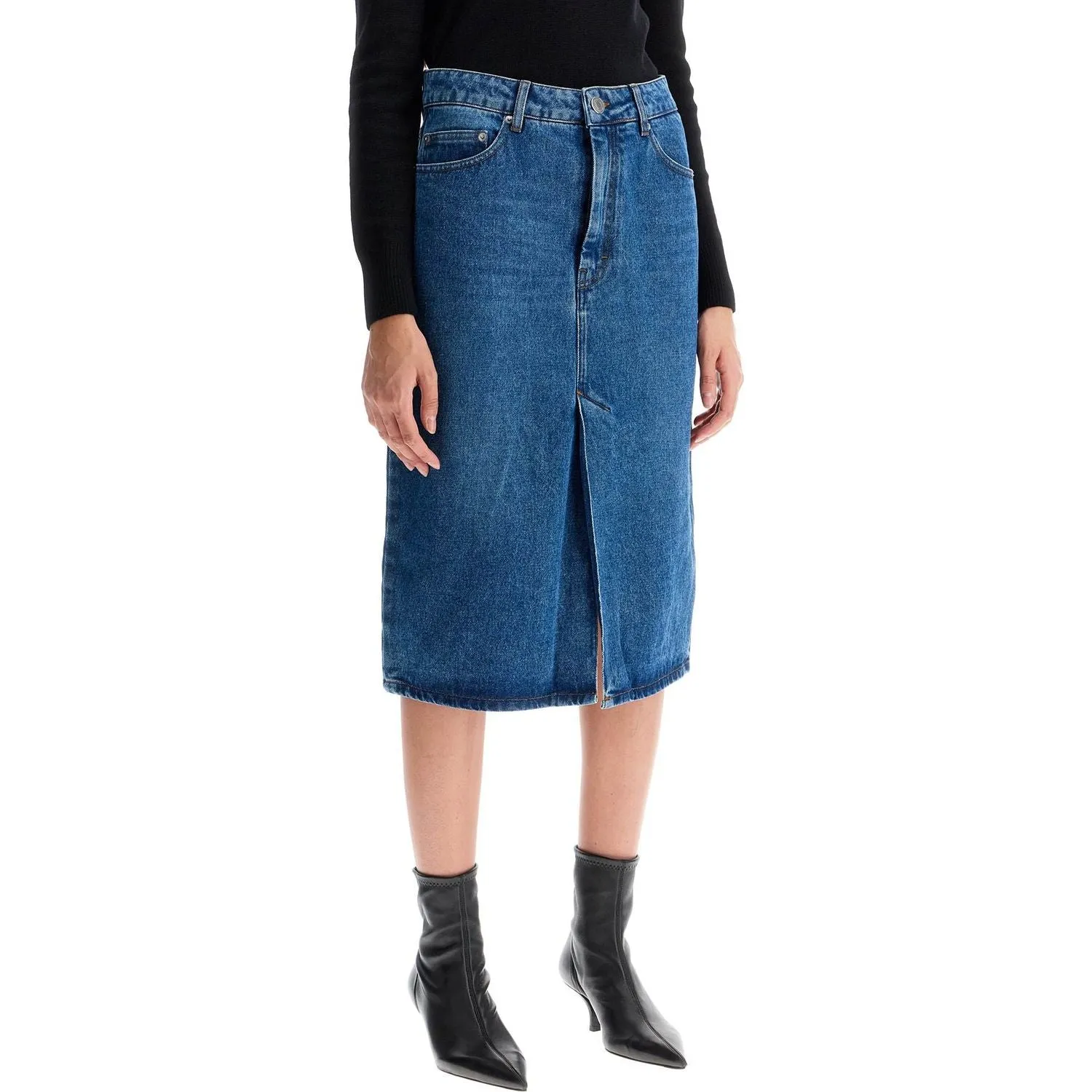 Ami Alexandre Matiussi denim midi skirt in seven