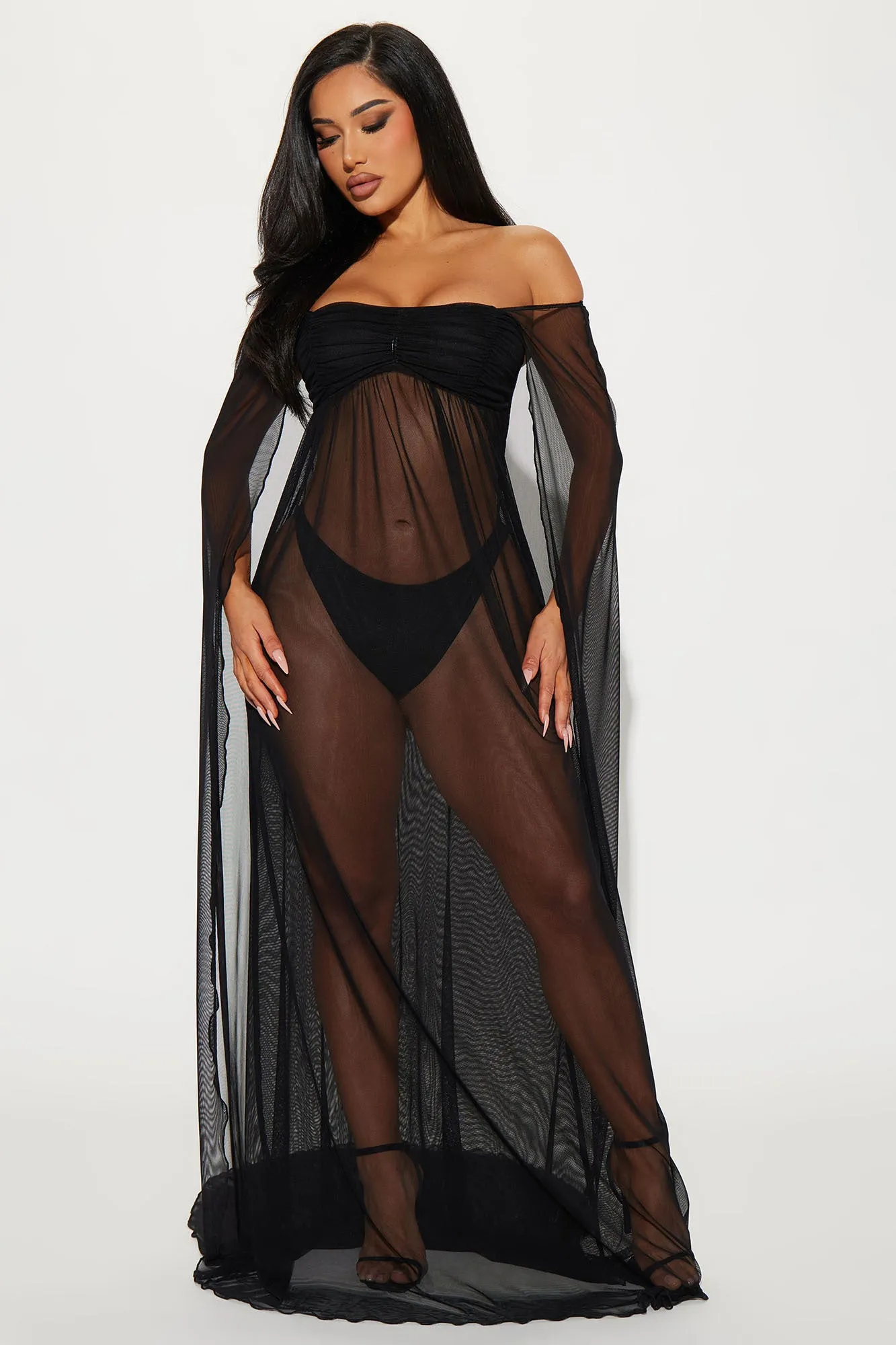 Angelica Mesh Maxi Dress - Black