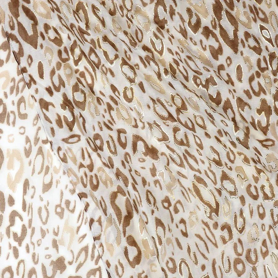 Animal Print Foil Overlay Scarf - Beige