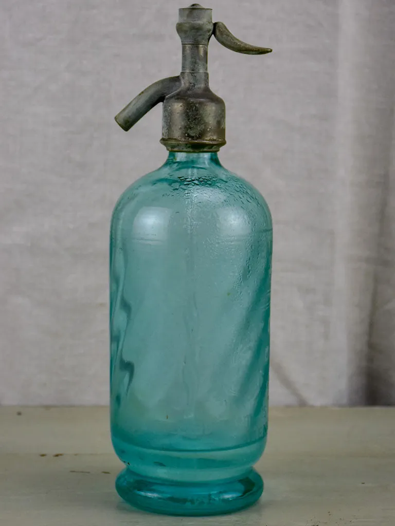 Antique French turquoise seltzer bottle - Testoud Grenoble