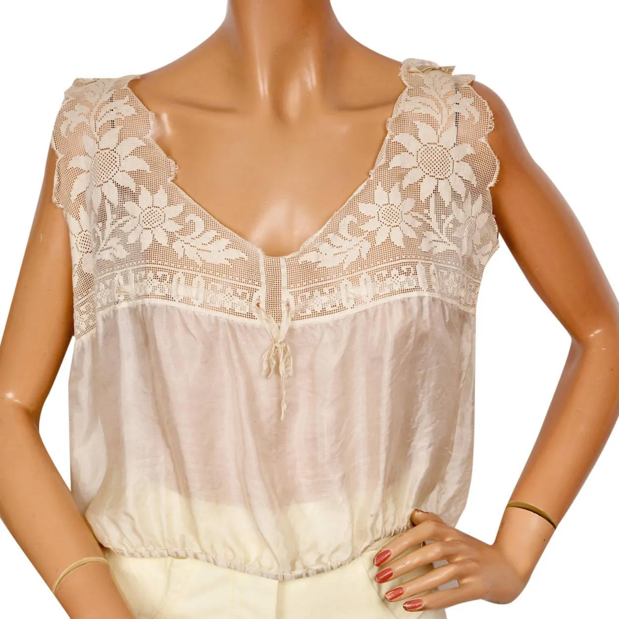 Antique Silk and Lace Camisole - Edwardian Era