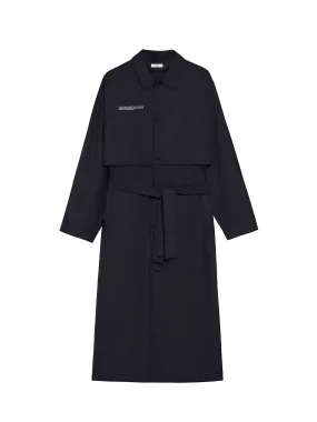 Archive Mens Recycled Nylon Trench Coat—black