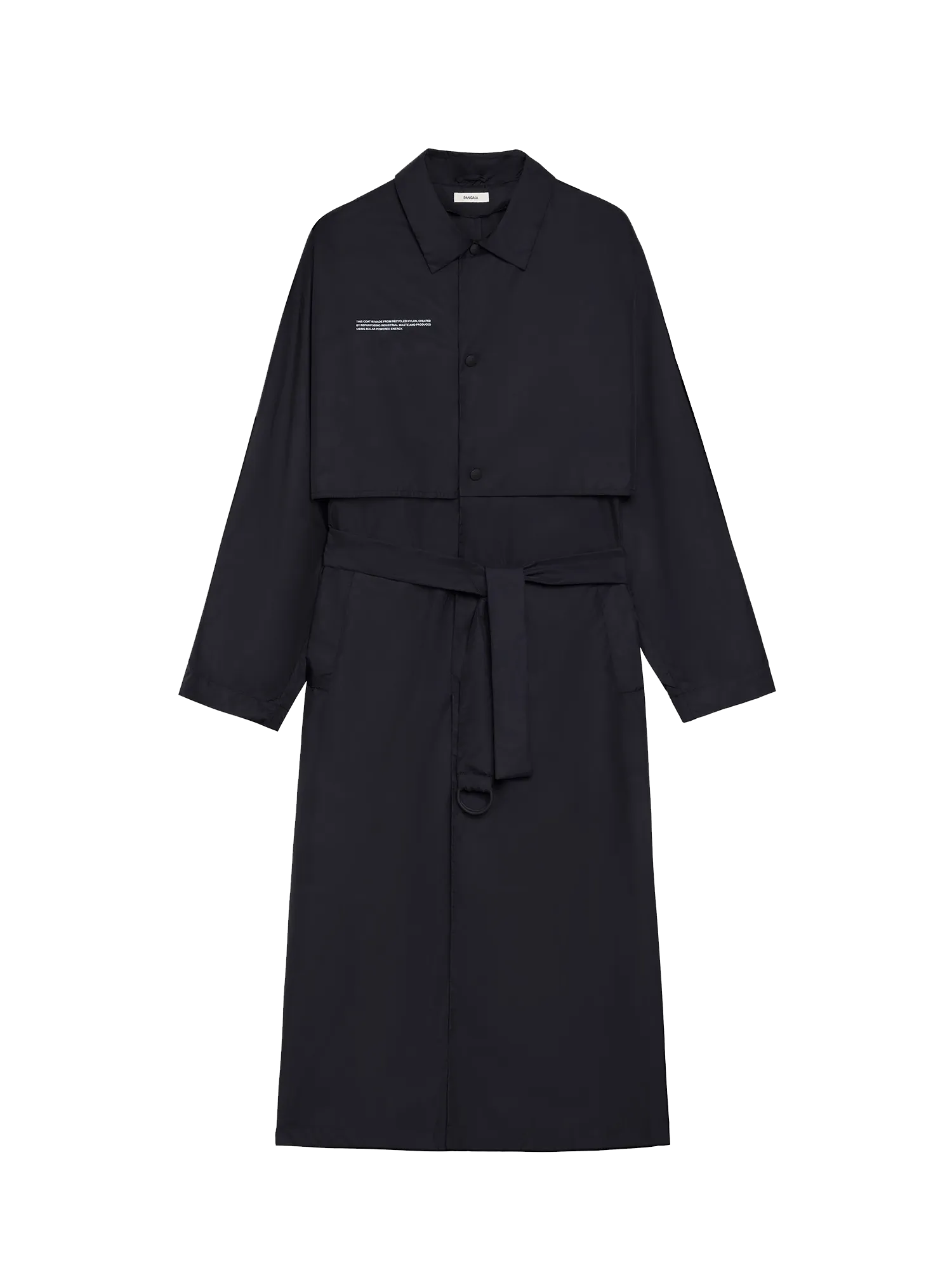 Archive Mens Recycled Nylon Trench Coat—black