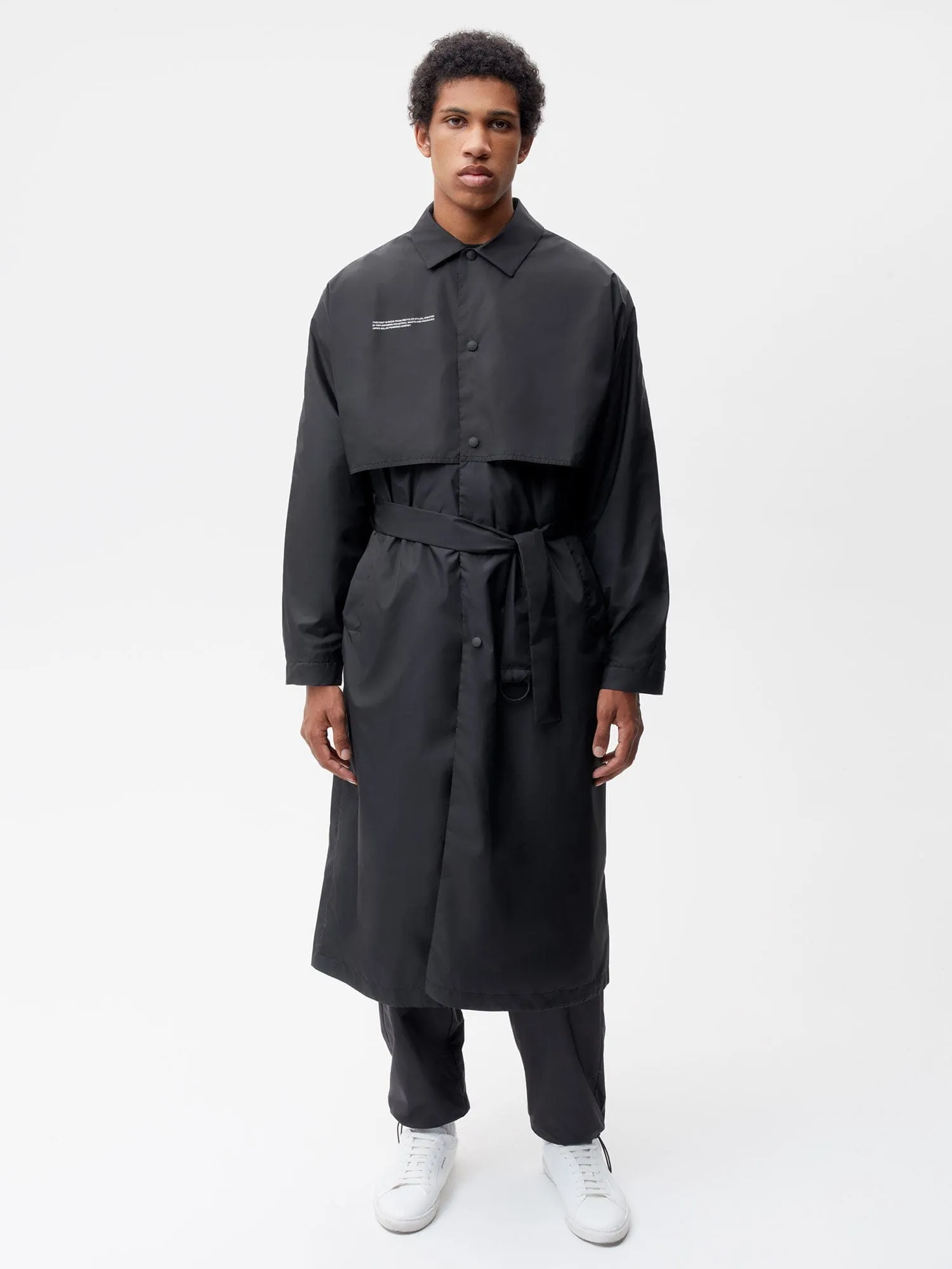 Archive Mens Recycled Nylon Trench Coat—black