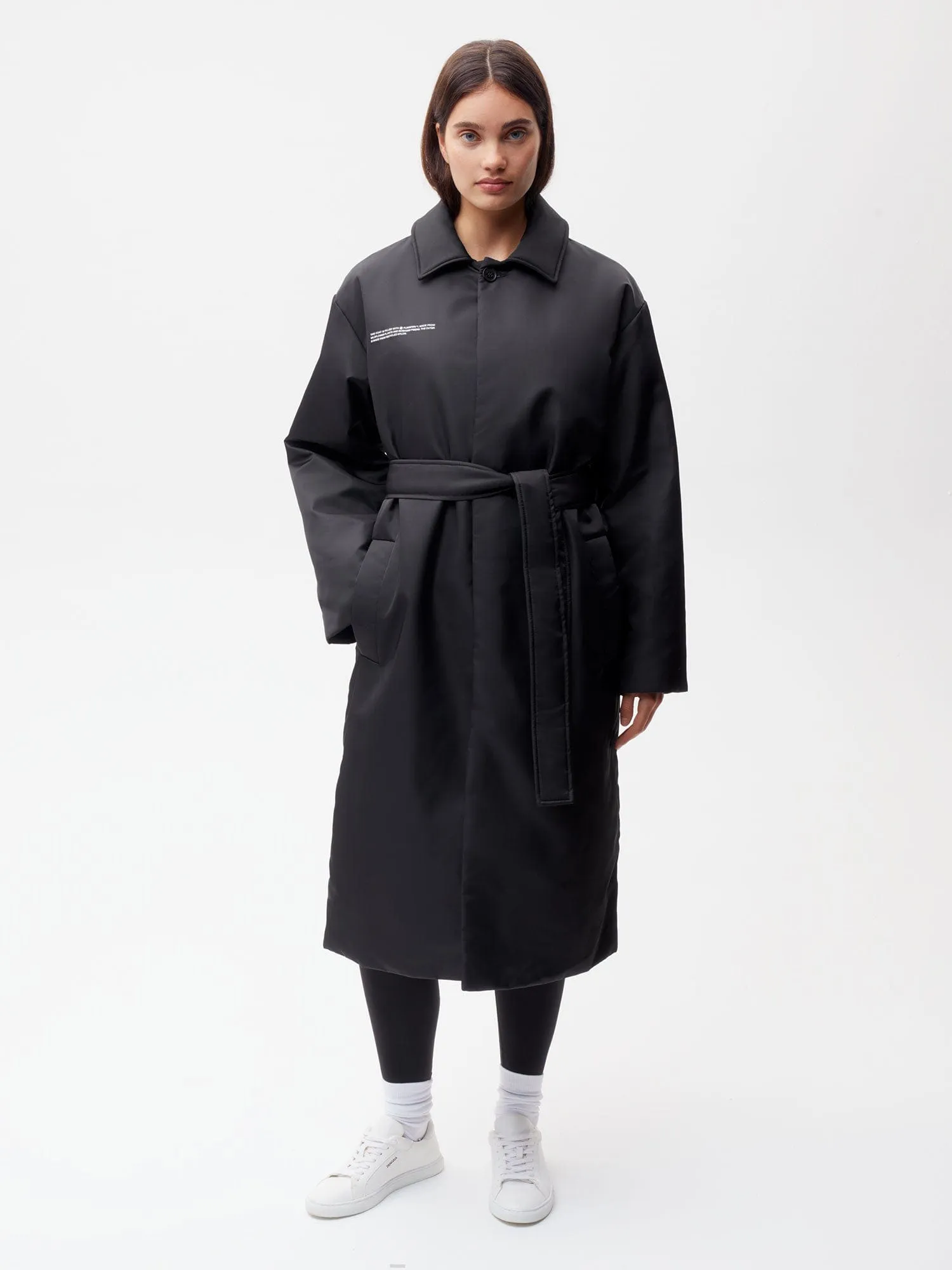 Archive Womens Flower-Warmth Trench Coat—black