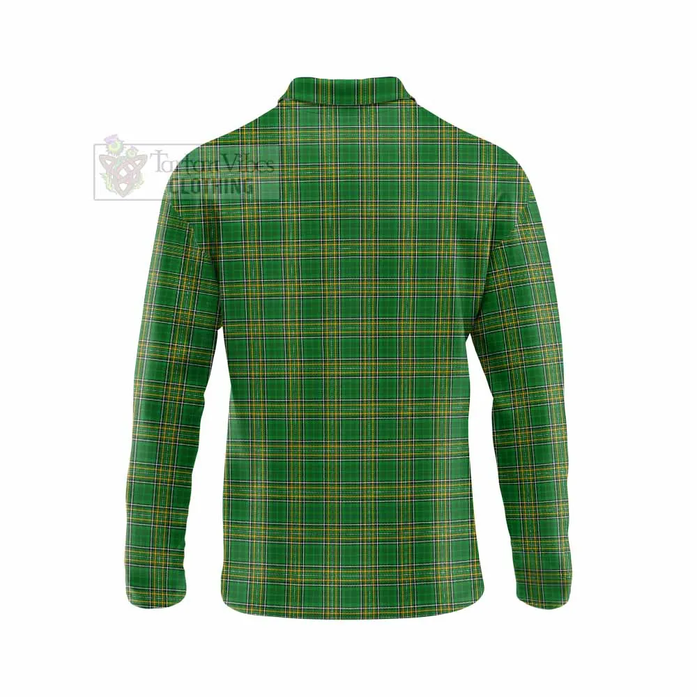 Aries Irish Clan Tartan Long Sleeve Polo Shirt with Coat of Arms