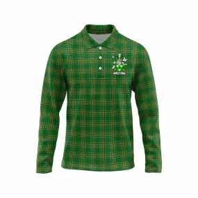 Aries Irish Clan Tartan Long Sleeve Polo Shirt with Coat of Arms