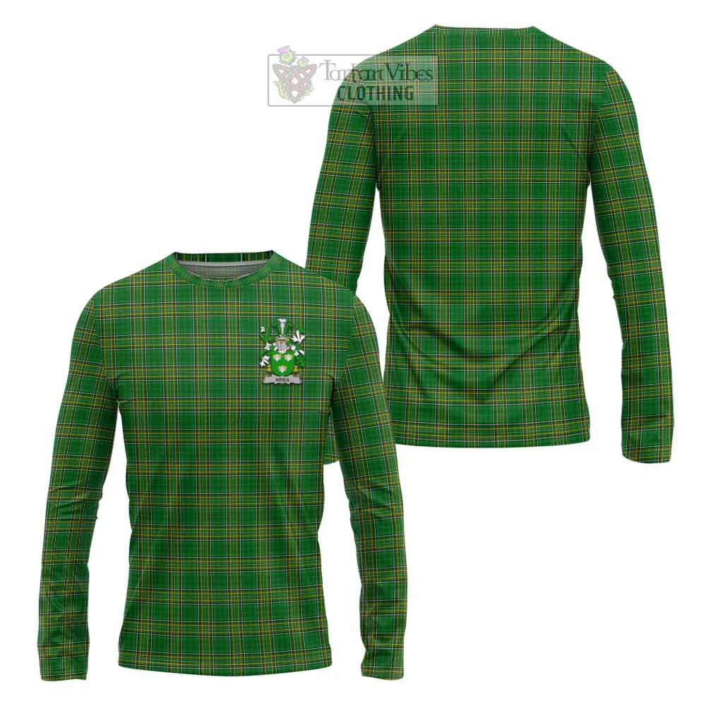 Aries Irish Clan Tartan Long Sleeve T-Shirt with Coat of Arms