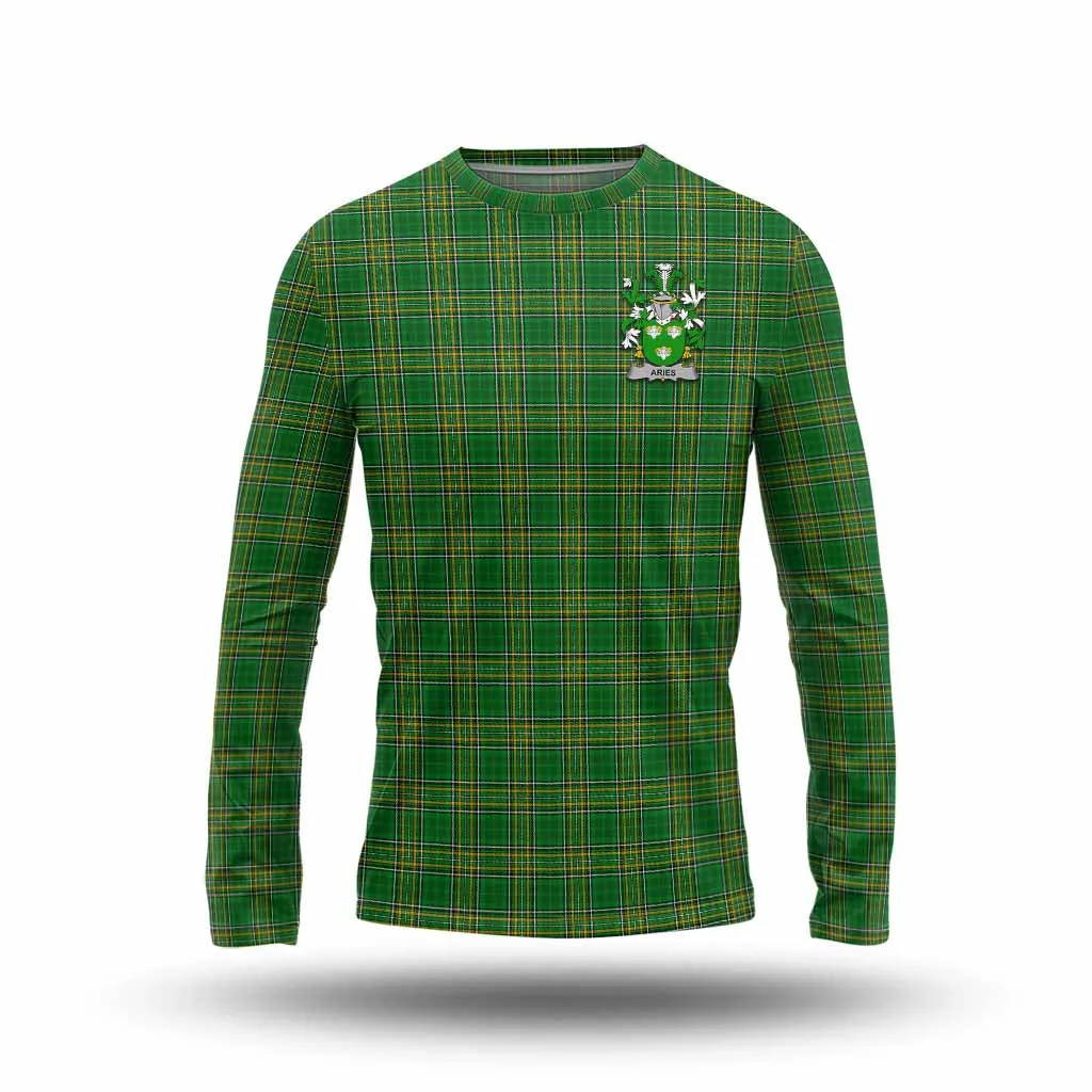 Aries Irish Clan Tartan Long Sleeve T-Shirt with Coat of Arms