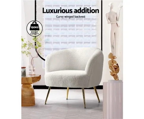 Armchair Lounge Chair Accent Chairs Armchairs Sherpa Boucle Sofa White