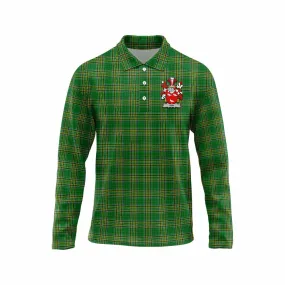 Ash Irish Clan Tartan Long Sleeve Polo Shirt with Coat of Arms