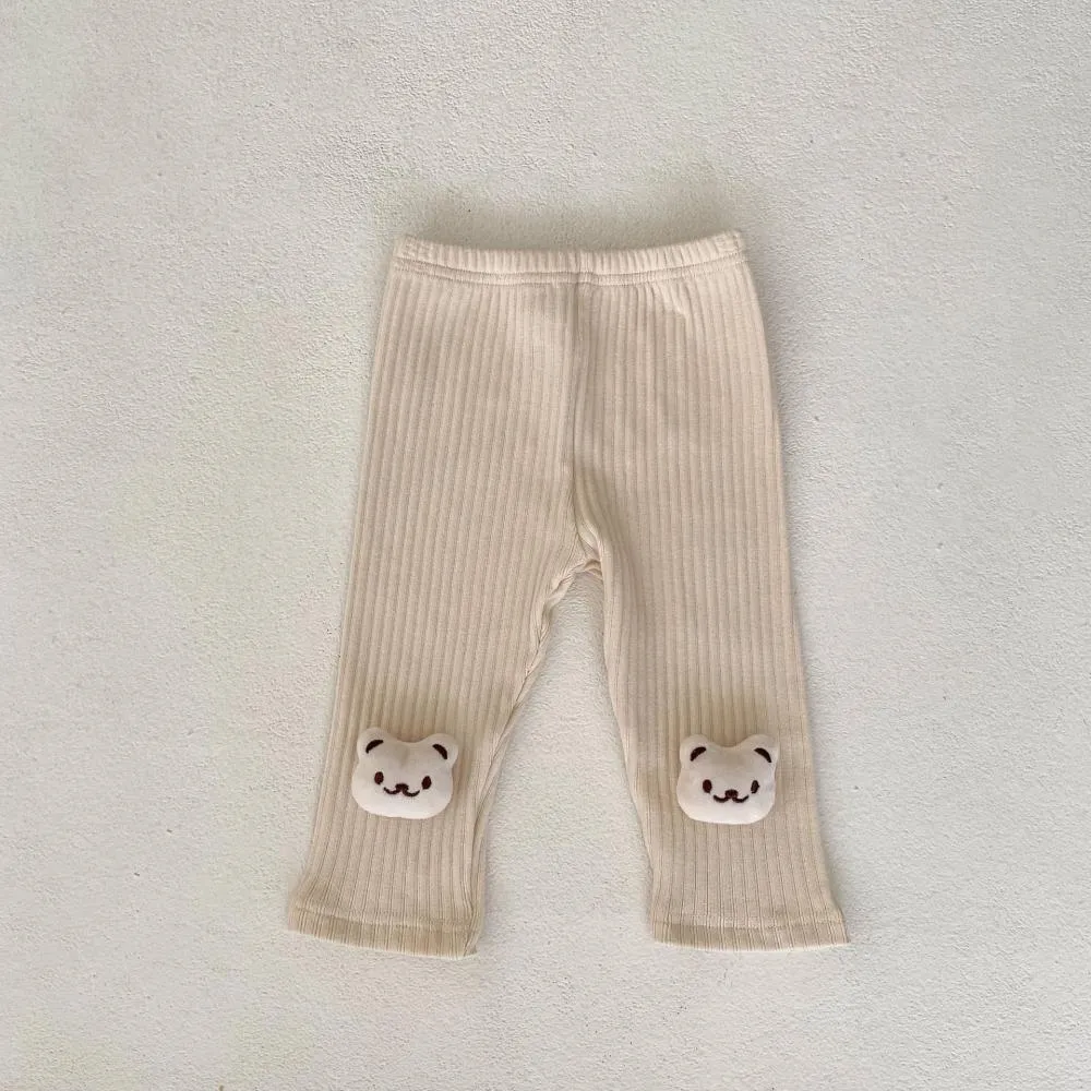 Autumn Baby Bear Head Embroidered Vest and Solid Bottom Shirt and Pit Striped Bottom Pants Cheap Baby Clothes Wholesale