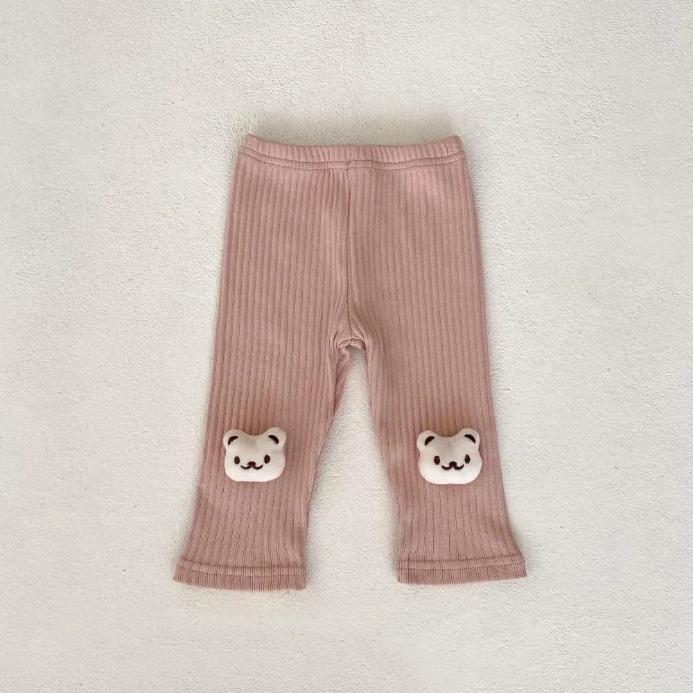 Autumn Baby Bear Head Embroidered Vest and Solid Bottom Shirt and Pit Striped Bottom Pants Cheap Baby Clothes Wholesale