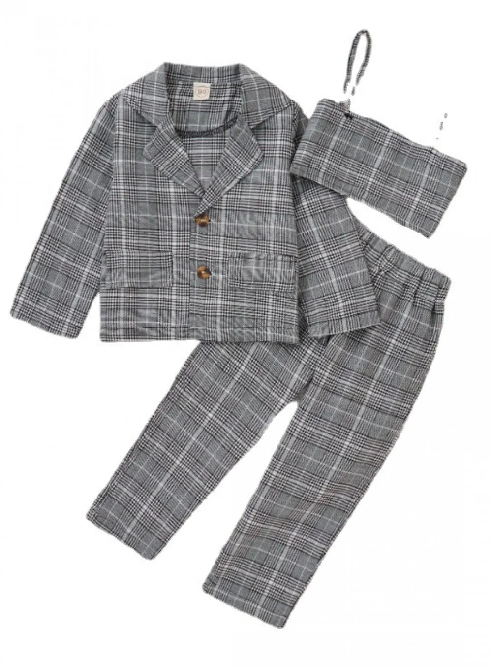 Autumn Western-style Little Girls Plaid Three-piece Set Wholesale Girls Clothes