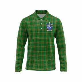 Aylward Irish Clan Tartan Long Sleeve Polo Shirt with Coat of Arms