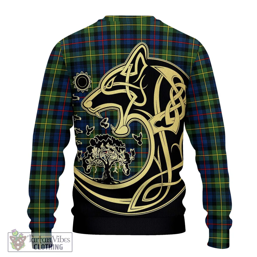 Bailey Modern Tartan Ugly Sweater with Family Crest Celtic Wolf Style