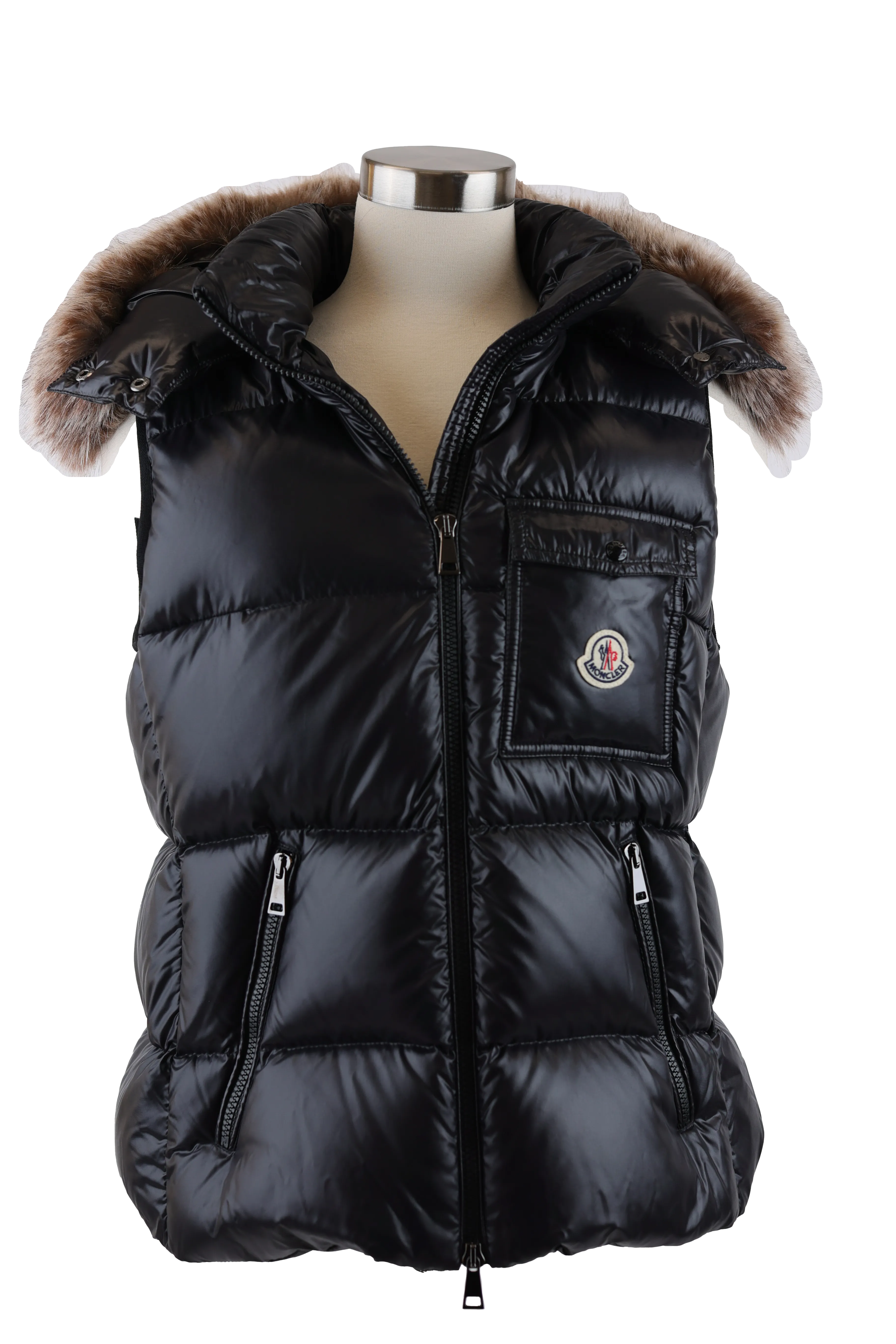 Balabio Hooded Down Vest W/ Fur Trim