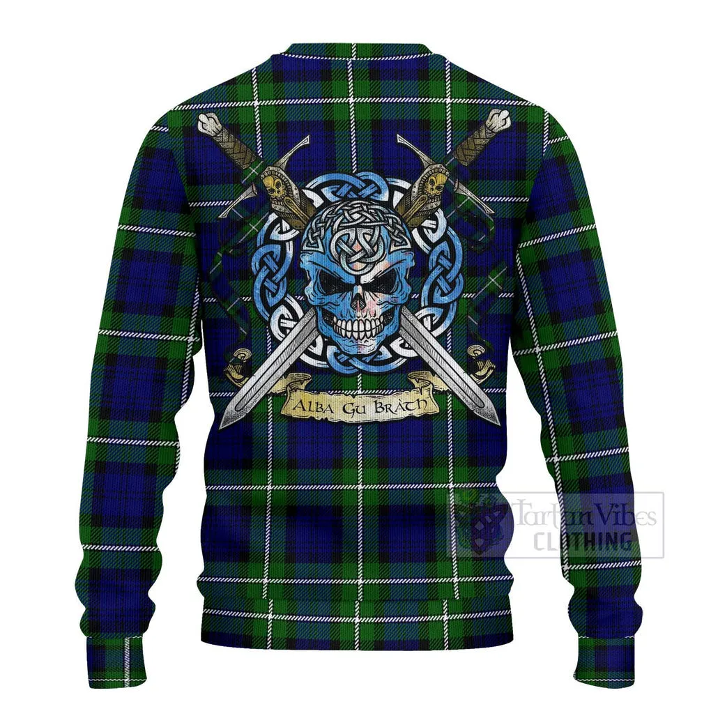 Bannerman Tartan Ugly Sweater with Family Crest Celtic Skull Style