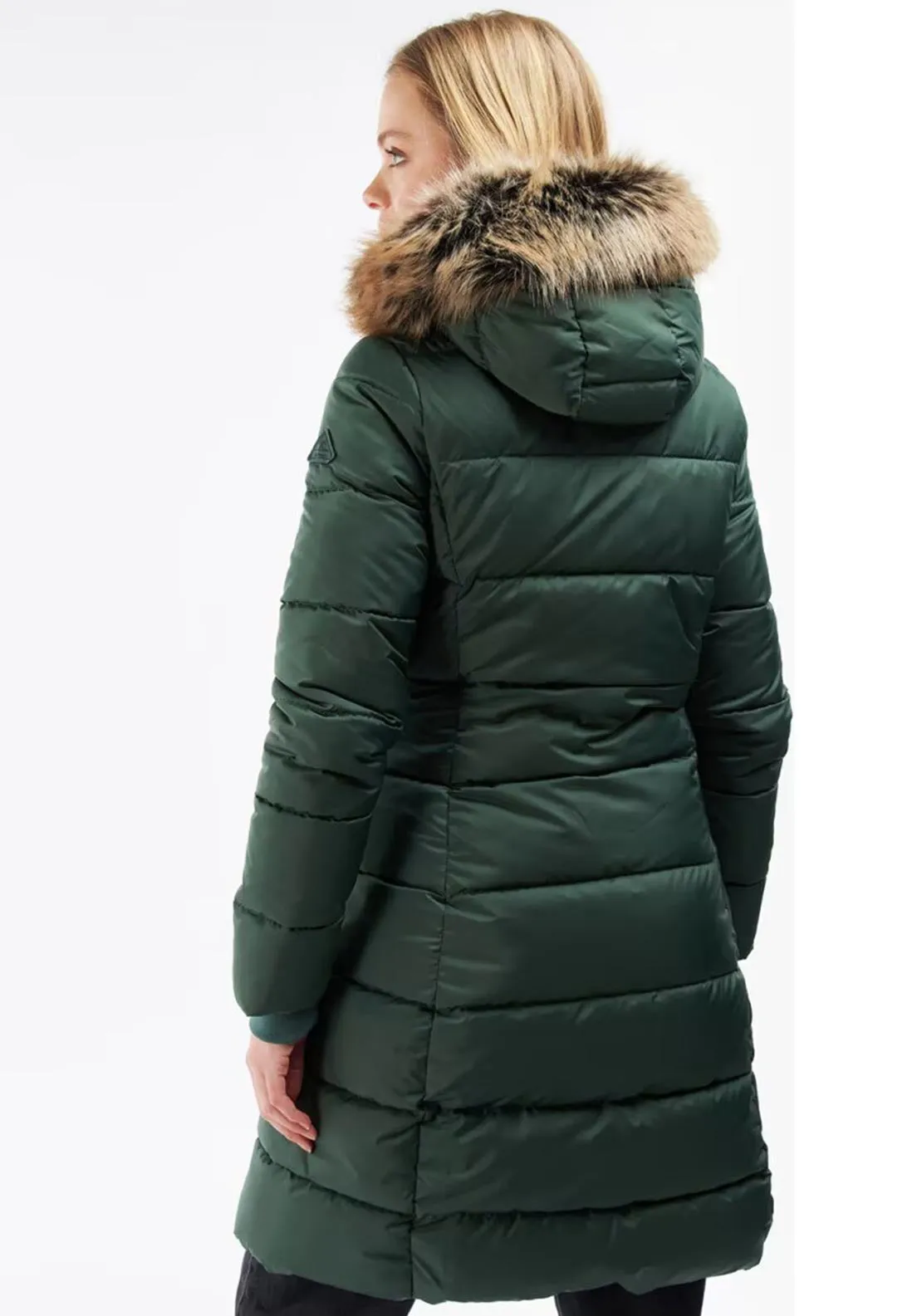 Barbour Womens Rosoman Quilted Long Coat, Green