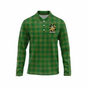 Barker Irish Clan Tartan Long Sleeve Polo Shirt with Coat of Arms