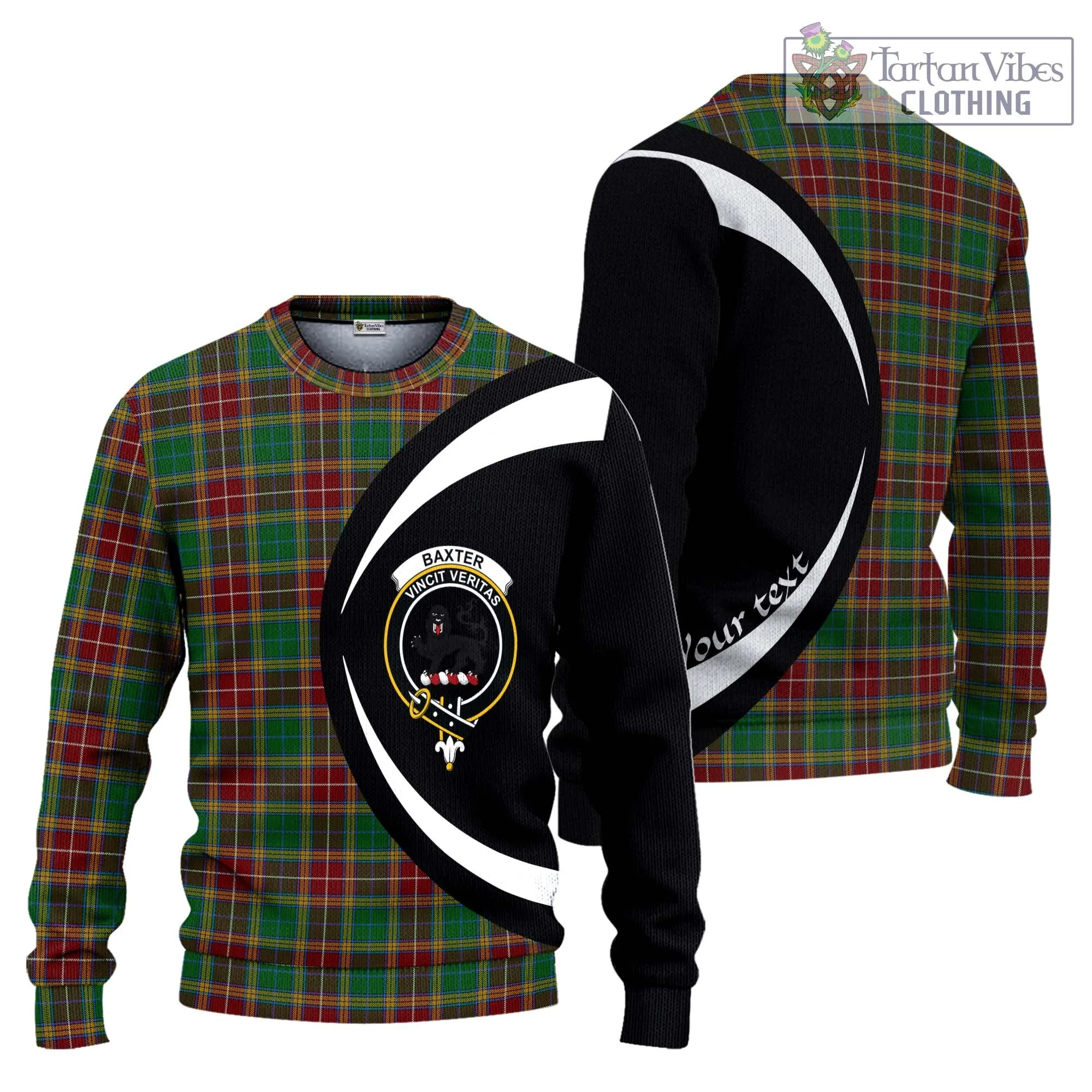 Baxter Tartan Ugly Sweater with Family Crest Circle Style