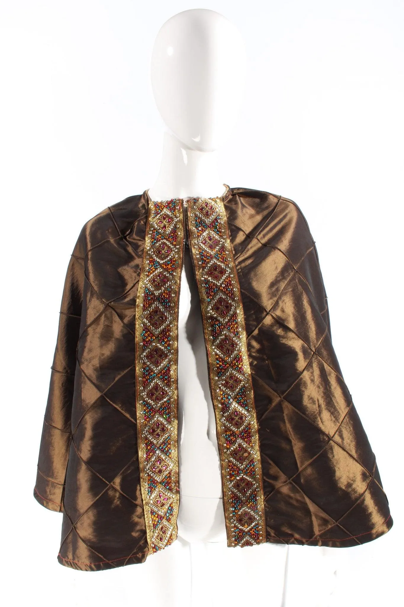 Beaded cape brown satin one size only