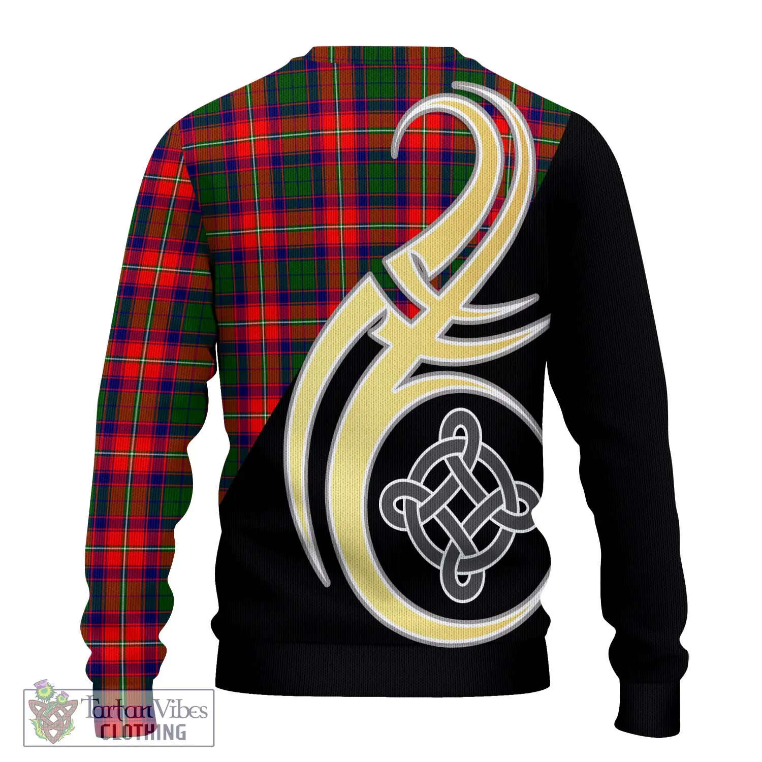 Belshes Tartan Ugly Sweater with Family Crest and Celtic Symbol Style