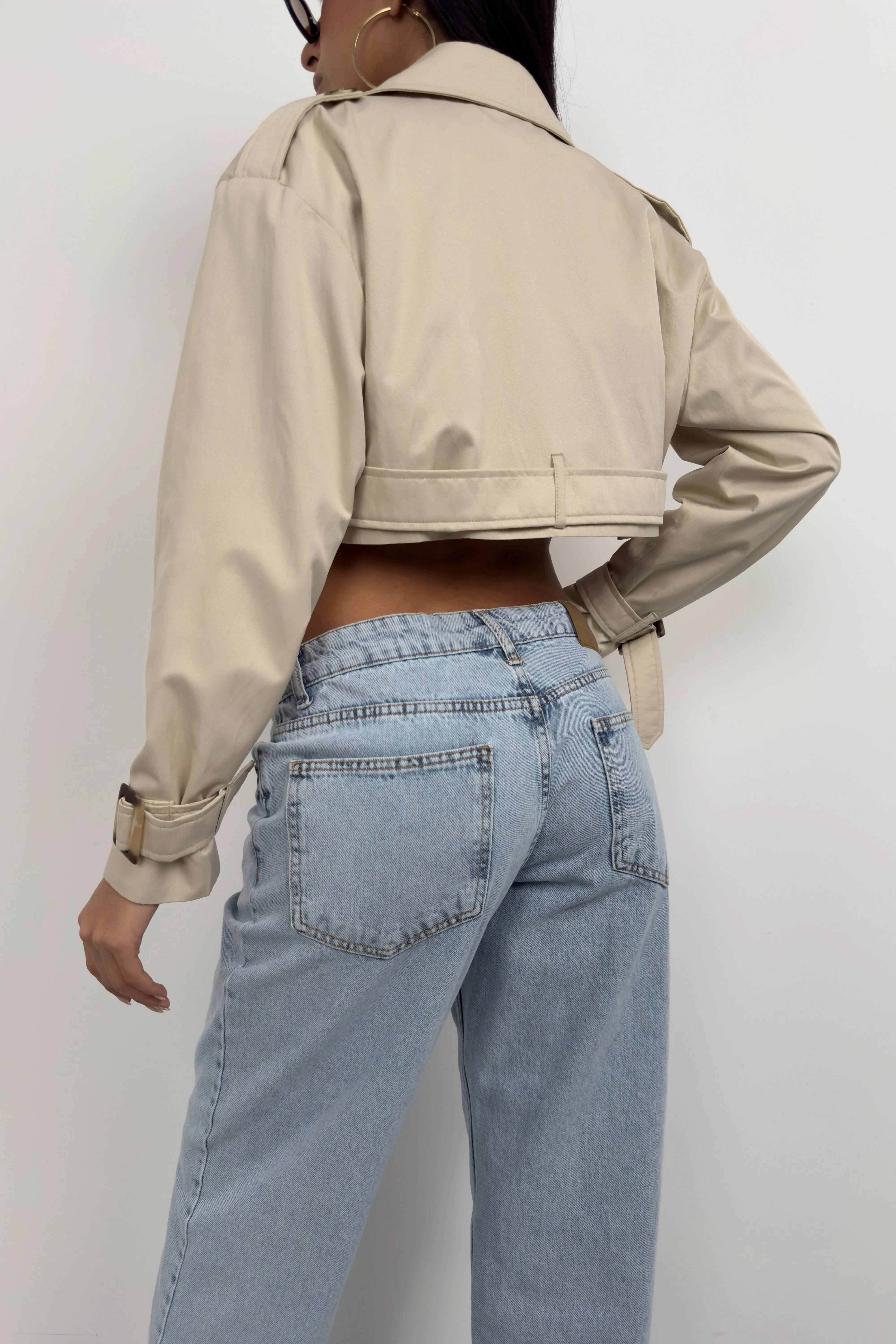 Belt Detail Crop Trench Coat