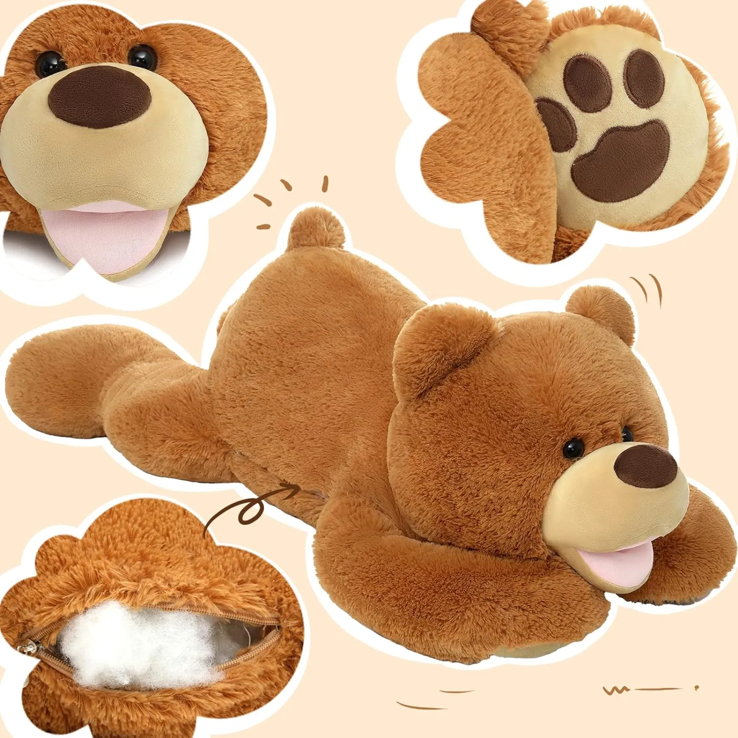 Big Teddy Bear Stuffed Toy, Brown, 37.4 Inches