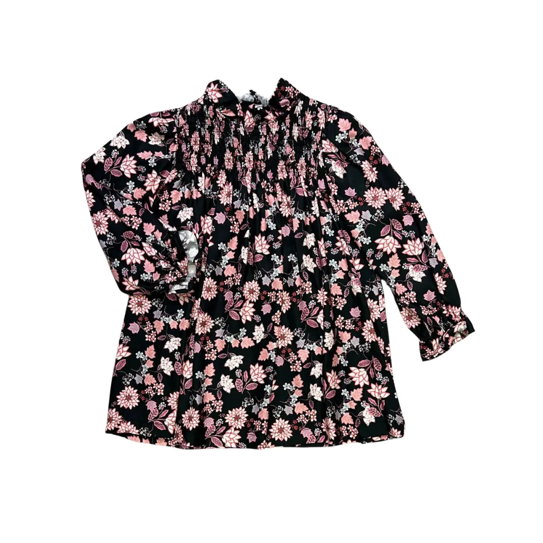 Black and Pink Floral Smock Dress