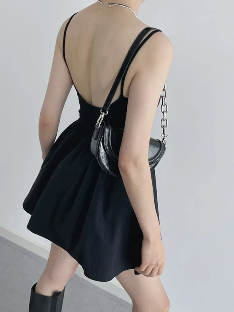 Black Backless Sleeveless Halter Dress