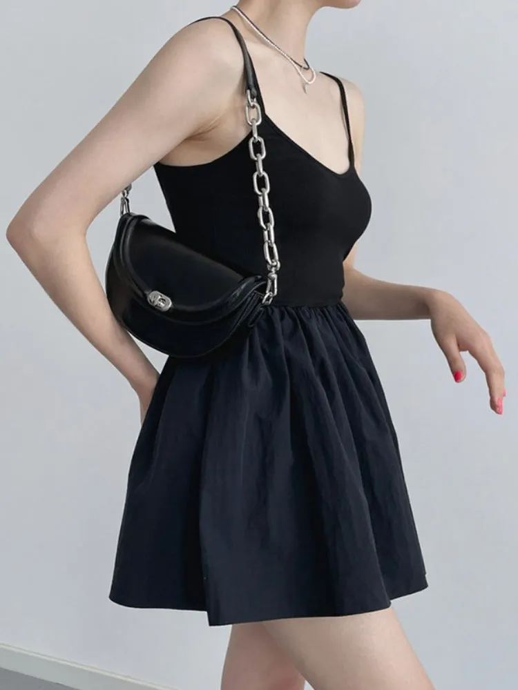 Black Backless Sleeveless Halter Dress