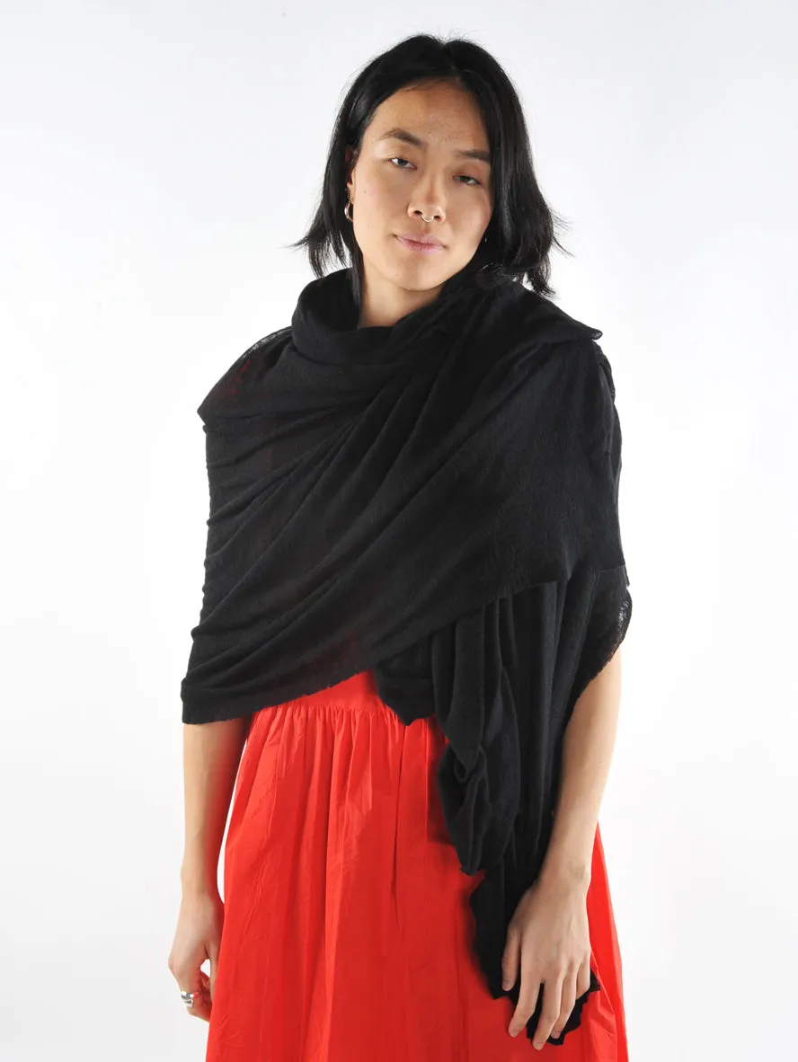 Black Classic Knit Cashmere Stole