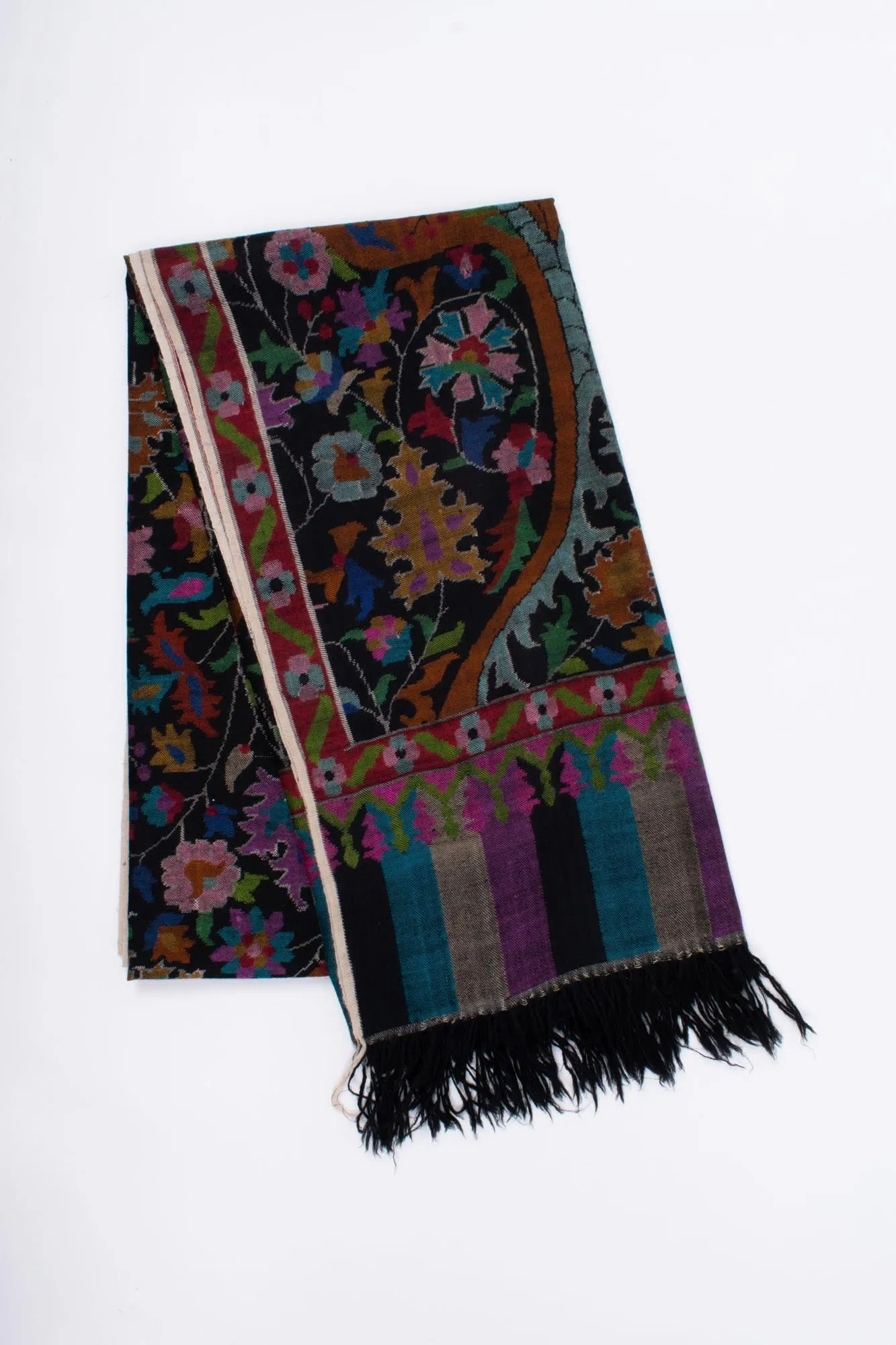 Black Handwoven Kani Pashmina Shawl - DAZZLE