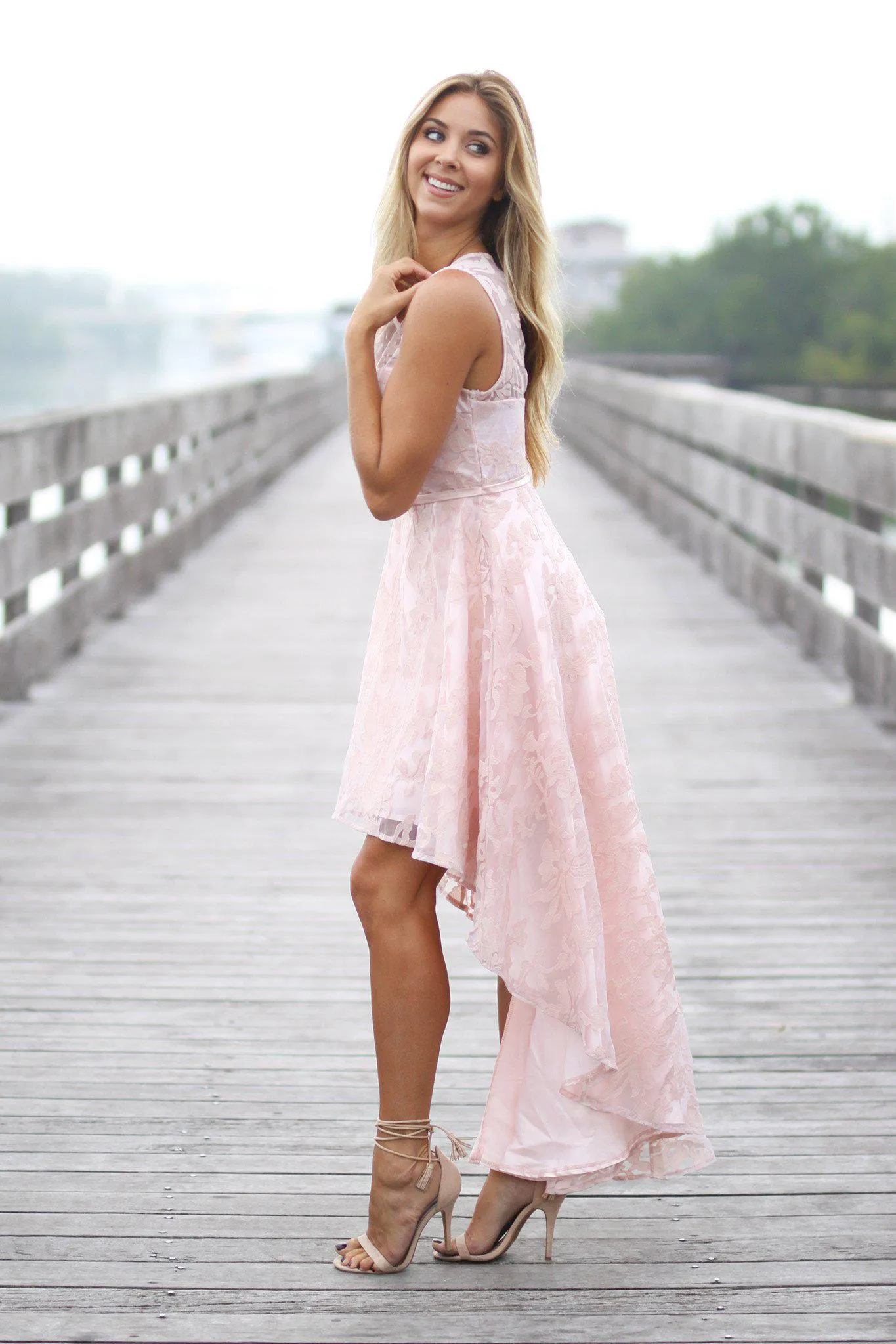 Blush Lace High Low Dress