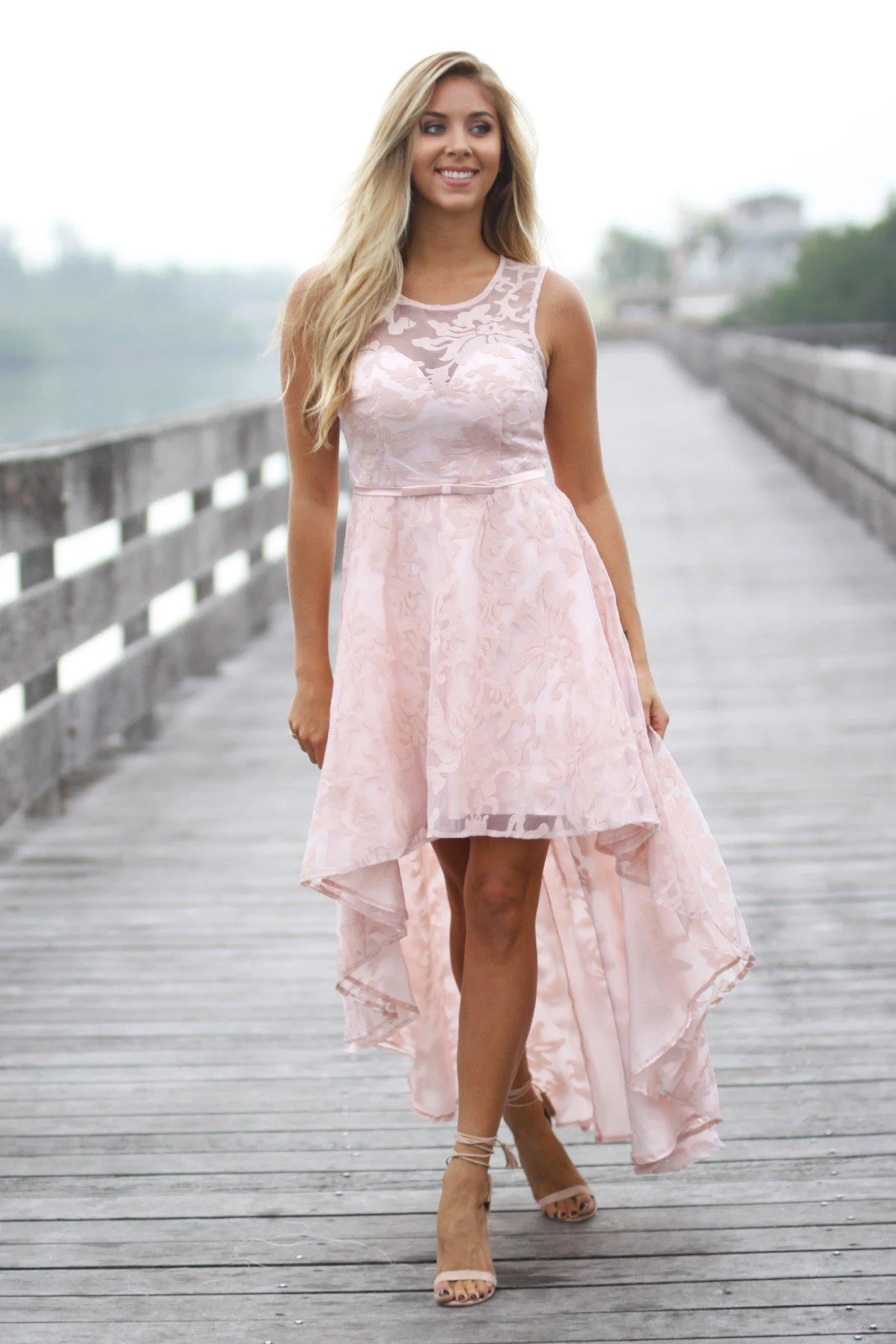 Blush Lace High Low Dress