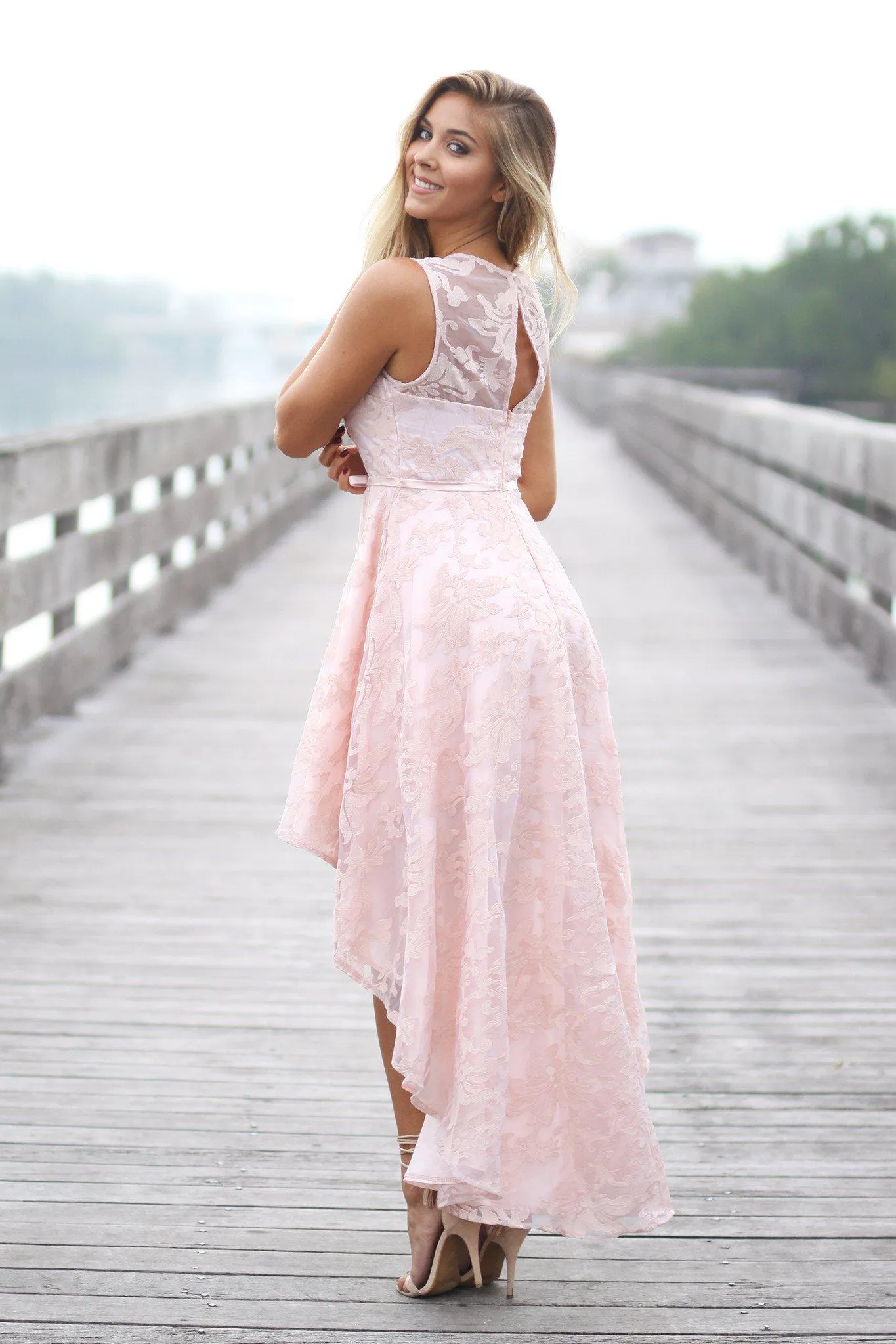 Blush Lace High Low Dress