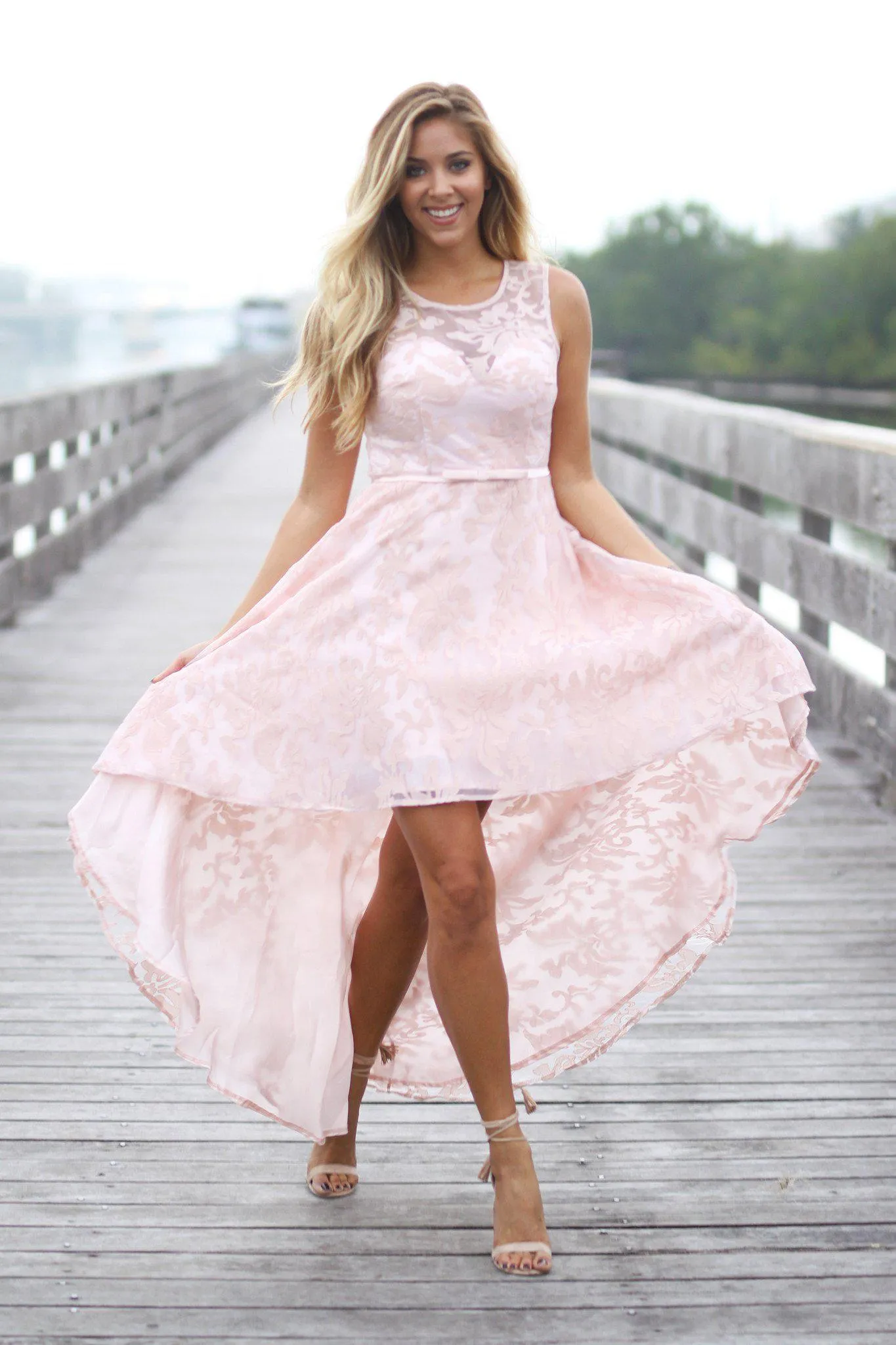 Blush Lace High Low Dress